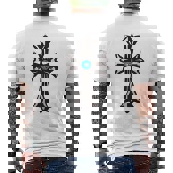 シルバークロス ブルーダイヤ 長袖tシャツ メンズTシャツ バックプリント - Kawaiitshirt