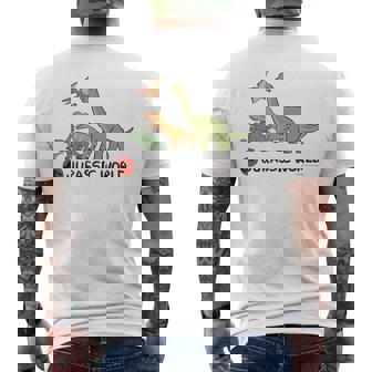 ジュラシック・ワールド Dinosaurs Loose Illust メンズTシャツ バックプリント - Kawaiitshirt