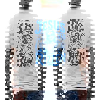 ジーザス・ハズ・リズン・ファニー・ジーザス・ミームリズ・ヤング・クリスチャン メンズTシャツ バックプリント - Kawaiitshirt