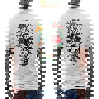 スカルフラワー チューリップ シュガースカルツリー フローラル スカルローズ メンズTシャツ バックプリント - Kawaiitshirt