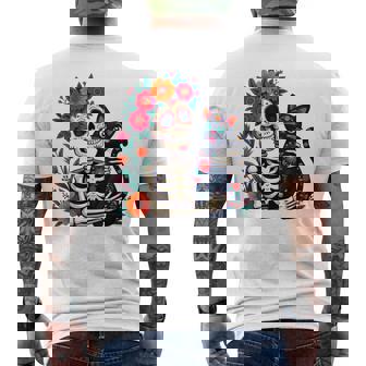 スケルトン ハグ 猫 シュガー スカル Día Los Muertos ハロウィン メンズTシャツ バックプリント - Kawaiitshirt