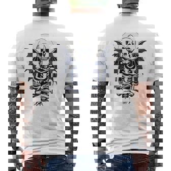 スケルトン ハロウィン コスチューム 怖い 不気味な翼 死 メンズTシャツ バックプリント - Kawaiitshirt