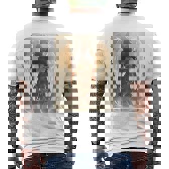 セクシーガールグラフィックtシャツ セクシーなブルネットエンジェルピンナップバックプリント メンズTシャツ バックプリント - Kawaiitshirt