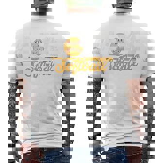 ソフトボール好き スポーツボール ラブ ソフトボール チームメイト 野球 長袖tシャツ メンズTシャツ バックプリント - Kawaiitshirt