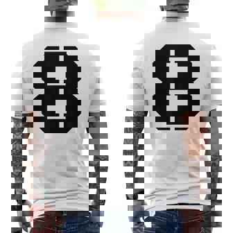 タイポグラフィ 太字 ステンシル 8番 数字 8 メンズTシャツ バックプリント - Kawaiitshirt