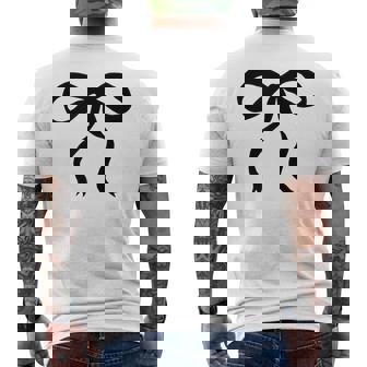 タンサンドベージュにかわいいブラックリボンリボンの美的 メンズTシャツ バックプリント - Kawaiitshirt
