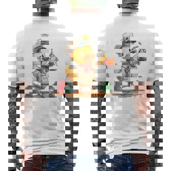 ダックビーイング・ア・オイラー、キュートなデザイン。 メンズTシャツ バックプリント - Kawaiitshirt