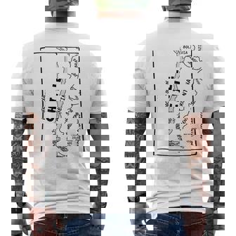 チリと近隣諸国の手描き黒線地図 メンズTシャツ バックプリント - Kawaiitshirt