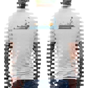 ティーカップのシルエットと黄昏のシーン 長袖tシャツ メンズTシャツ バックプリント - Kawaiitshirt