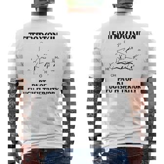 テトロドトキシン フグフィッシュテリトリー化学構造の一部 メンズTシャツ バックプリント - Kawaiitshirt