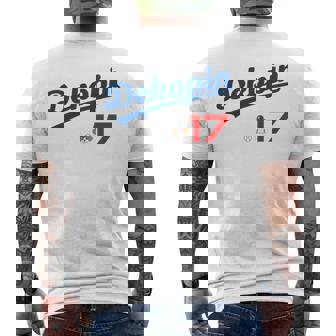 デコピン 大谷 Dekopin 愛犬 Decoy 二刀流 Decopin 野球 ユニホーム風 犬 かわいい 長袖tシャツ メンズTシャツ バックプリント - Kawaiitshirt