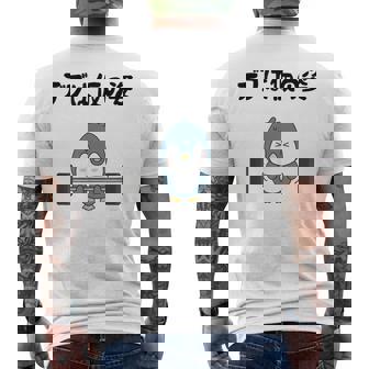 デブは仮の姿 ペンギン ギャグ ジョーク 筋トレ 趣味 おもしろ ダイエット ネタ メンズTシャツ バックプリント - Kawaiitshirt