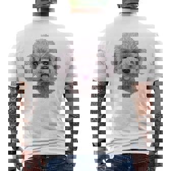 ホワイト トイプードル 犬 いぬ 顔 メンズTシャツ バックプリント - Kawaiitshirt