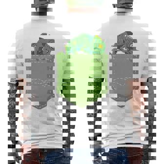 トロピカル アニマル トカゲ 爬虫類ラバー ポケット カメレオン メンズTシャツ バックプリント - Kawaiitshirt