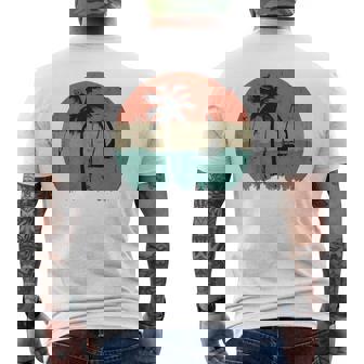 トロピカル ビーチ ヤシの木 ヴィンテージ レトロ 70年代 80年代 航海 メンズTシャツ バックプリント - Kawaiitshirt