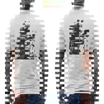 ドラマー ドラムキット クマの演奏 ドラムキット ミュージシャン メンズTシャツ バックプリント - Kawaiitshirt