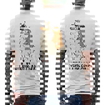 ナマケモノ乗り ラマ ノープルーラマ ラマ メンズTシャツ バックプリント - Kawaiitshirt