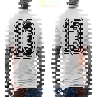 ナンバー13 カレッジスポーツチーム 黒文字 メンズTシャツ バックプリント - Kawaiitshirt