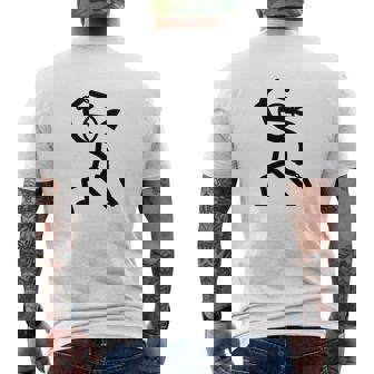 ヌンチャク棒人間クリップアートグラフィック 長袖tシャツ メンズTシャツ バックプリント - Kawaiitshirt