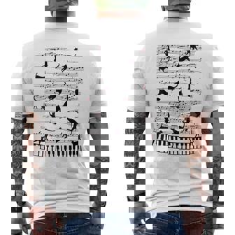 ノーティーキャット 音符付き 音楽 楽譜 おもしろ猫 ギフト メンズTシャツ バックプリント - Kawaiitshirt