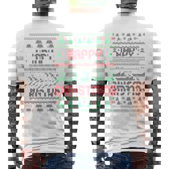 ハッピークリスマス、アグリークリスマス メンズTシャツ バックプリント - Kawaiitshirt