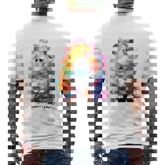 ハムスター 動物 カラフル モチーフ 抽象 アート 絵画 ハムスター メンズTシャツ バックプリント - Kawaiitshirt