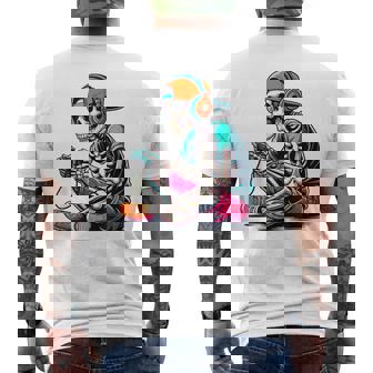 ハロウィン スケルトン ゲーマー おもしろい スケルトン コスチューム ビデオゲーム メンズTシャツ バックプリント - Kawaiitshirt