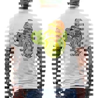 ハンバーガーを食べるかわいいカメ 面白いハンバーガー 長袖tシャツ メンズTシャツ バックプリント - Kawaiitshirt