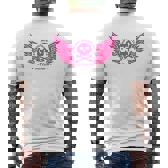 バイク おもしろ ドクロ 可愛い ハート オートバイ 羽ばたく翼 バックプリント 天使 メンズTシャツ バックプリント - Kawaiitshirt