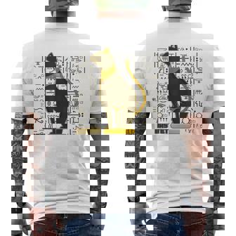 バステット 古代エジプトの猫 神 ヒエログリフ グラフィックアート愛好家 メンズTシャツ バックプリント - Kawaiitshirt