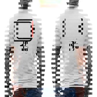 バッテリー1 1残り バッテリー切れtシャツバッテリー低 メンズTシャツ バックプリント - Kawaiitshirt