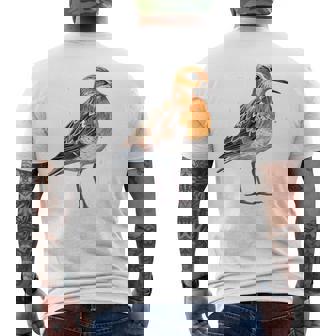 バフブレストのサンドパイパー幾何学模様のパッテンアート、かわいい鳥好き。 メンズTシャツ バックプリント - Kawaiitshirt