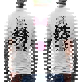 バブルガムを持つバーネドゥードル犬 メンズTシャツ バックプリント - Kawaiitshirt