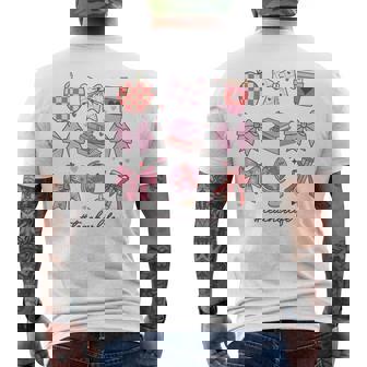 バレンタイン 教師 かわいい弓 アップル 地球儀 鉛筆 本 アート メンズTシャツ バックプリント - Kawaiitshirt