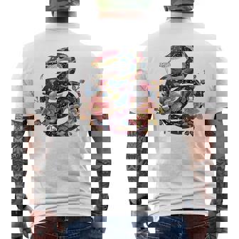 パイソン 蛇 フローラルボール パイソン タトゥーフラワー 蛇好き メンズTシャツ バックプリント - Kawaiitshirt