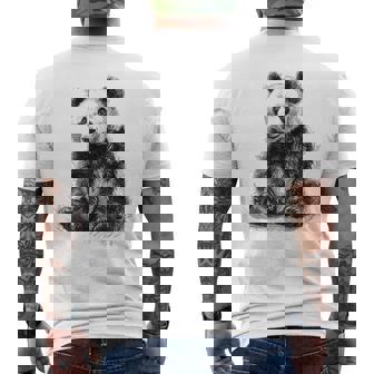 パンダ アニマルプリント グラフィック デッサン アート 絵画 パンダ メンズTシャツ バックプリント - Kawaiitshirt