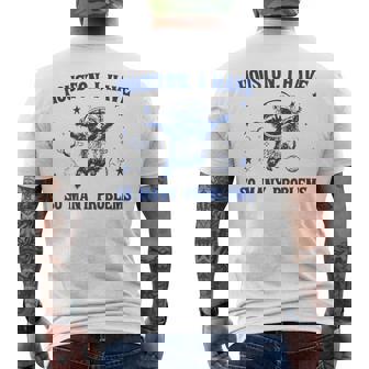 ヒューストン色んな問題を抱えてるおもしろいアライグマ メンズTシャツ バックプリント - Kawaiitshirt