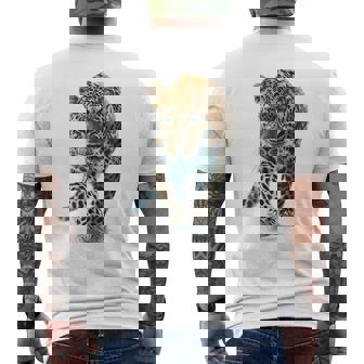 ヒョウ アニマルプリント モチーフ 描画 ポートレート ヒョウ メンズTシャツ バックプリント - Kawaiitshirt