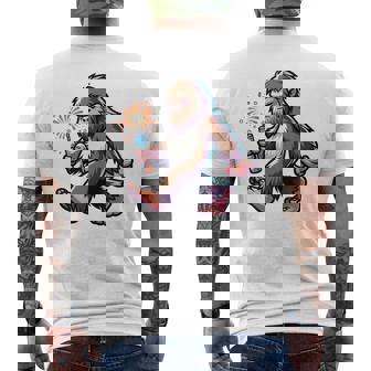 ビッグフット 7月4日 花火 愛国的なアメリカ国旗 サスカッチ メンズTシャツ バックプリント - Kawaiitshirt