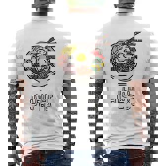 ビビンバボウル 韓国料理 ハングルキャラクター ハングル メンズTシャツ バックプリント - Kawaiitshirt