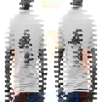 ビーグル 犬 ダンベル 筋トレ 筋肉 ワークアウト ジム メンズTシャツ バックプリント - Kawaiitshirt