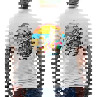 ビーチでドリンクを飲みながらリラックスできるレトロなヴィンテージクールな猫 長袖tシャツ メンズTシャツ バックプリント - Kawaiitshirt