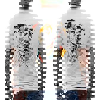 ピットブル 抽象 ペット お絵かき イラスト 動物 ピットブル メンズTシャツ バックプリント - Kawaiitshirt