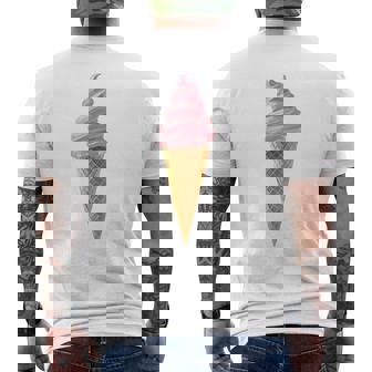 ピンク ソフトサーブ ストロベリー アイスクリーム コーン メンズTシャツ バックプリント - Kawaiitshirt