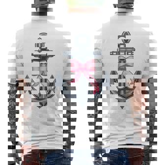 ピンクリボンボウコケット付きマリンアンカー。 メンズTシャツ バックプリント - Kawaiitshirt