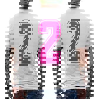 ピンク色背番号 2 チーム短大スポーツピンク色背番号付きユニフォーム メンズTシャツ バックプリント - Kawaiitshirt