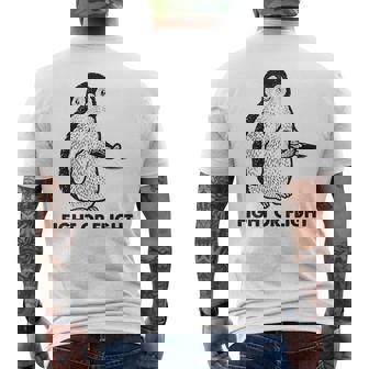 ファイト・オア・フライト・ファニー・ペンギン・パンク メンズTシャツ バックプリント - Kawaiitshirt