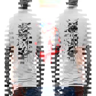 フクロウ アート 絵画 抽象 動物 描画 グラフィック フクロウ メンズTシャツ バックプリント - Kawaiitshirt