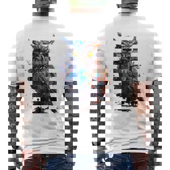フクロウ アートワーク 動物 フクロウ メンズTシャツ バックプリント - Kawaiitshirt
