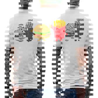 フライドポテト ハンバーガー チーズバーガー 友達 ファストフード フライドポテト メンズTシャツ バックプリント - Kawaiitshirt